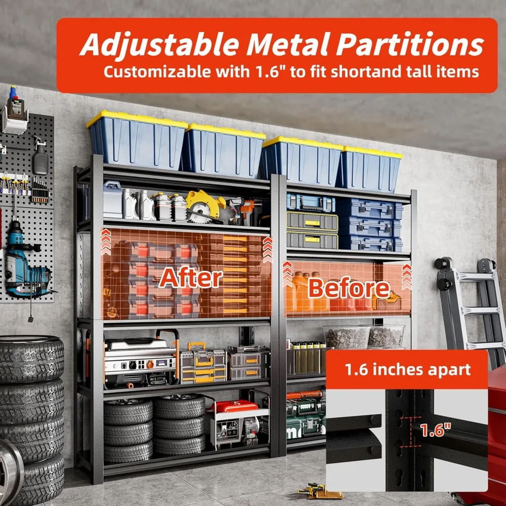 Heavy Duty 5-Tier Adjustable Metal Shelving Unit - 3000LBS Capacity Industrial Storage Rack for Maximum Organization