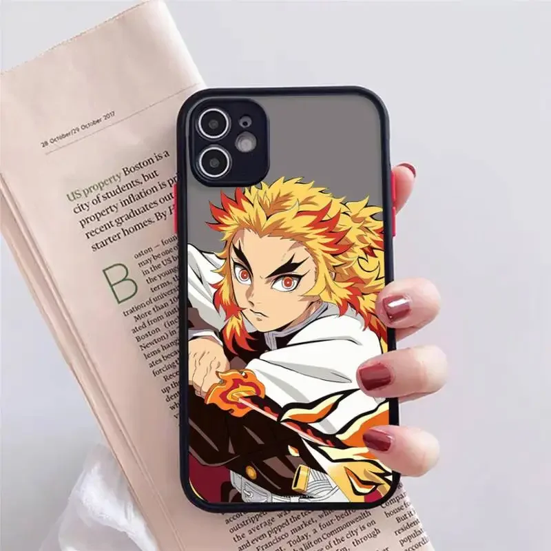 Etui na telefon Demon Slayer Rengoku Kyoujurou IPhone 12, 11, 13, 14, Pro, Max, X, XR, XS, SE2020, 7, 8, Plus Hard Cover Case