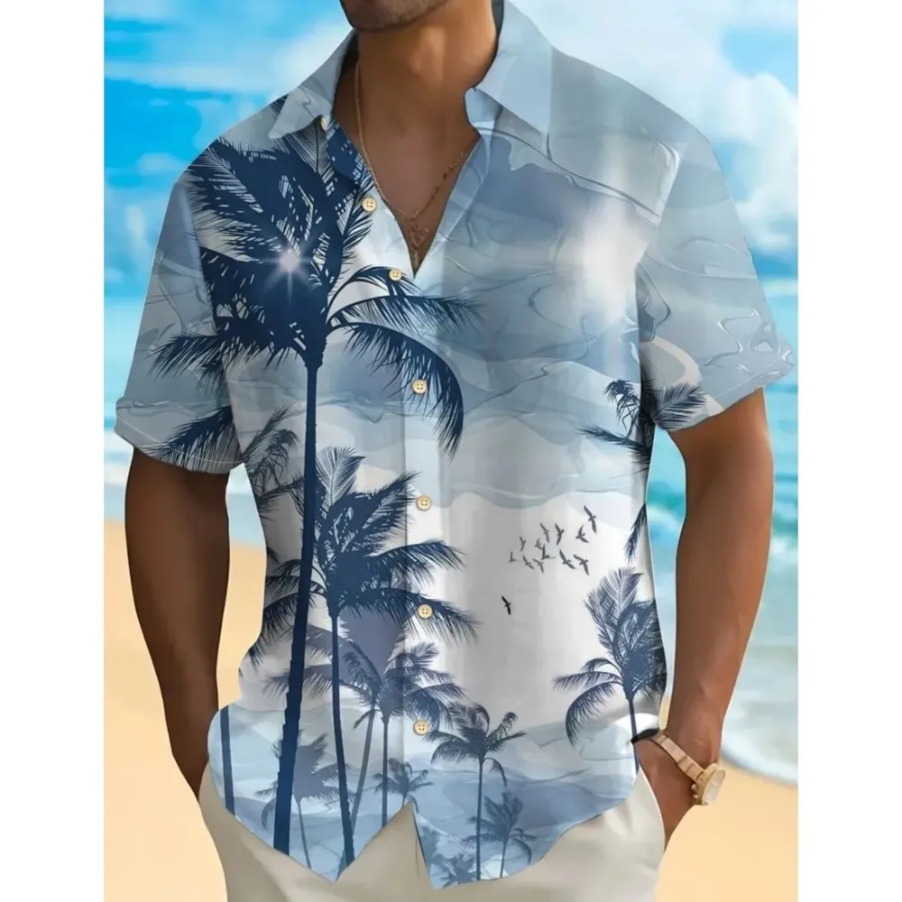 

Men's Hawaii Vacation Style Print Shirt Short Sleeves Lapel Menswear Clothing Fashion Casual Beach Shirts Tops Summer New 2026