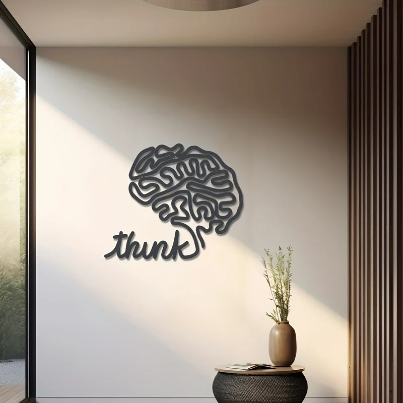 Modern 2D Brain Design Home Office Decorative Signage Wall Art for Living Room Bedroom Terrace Kitchen