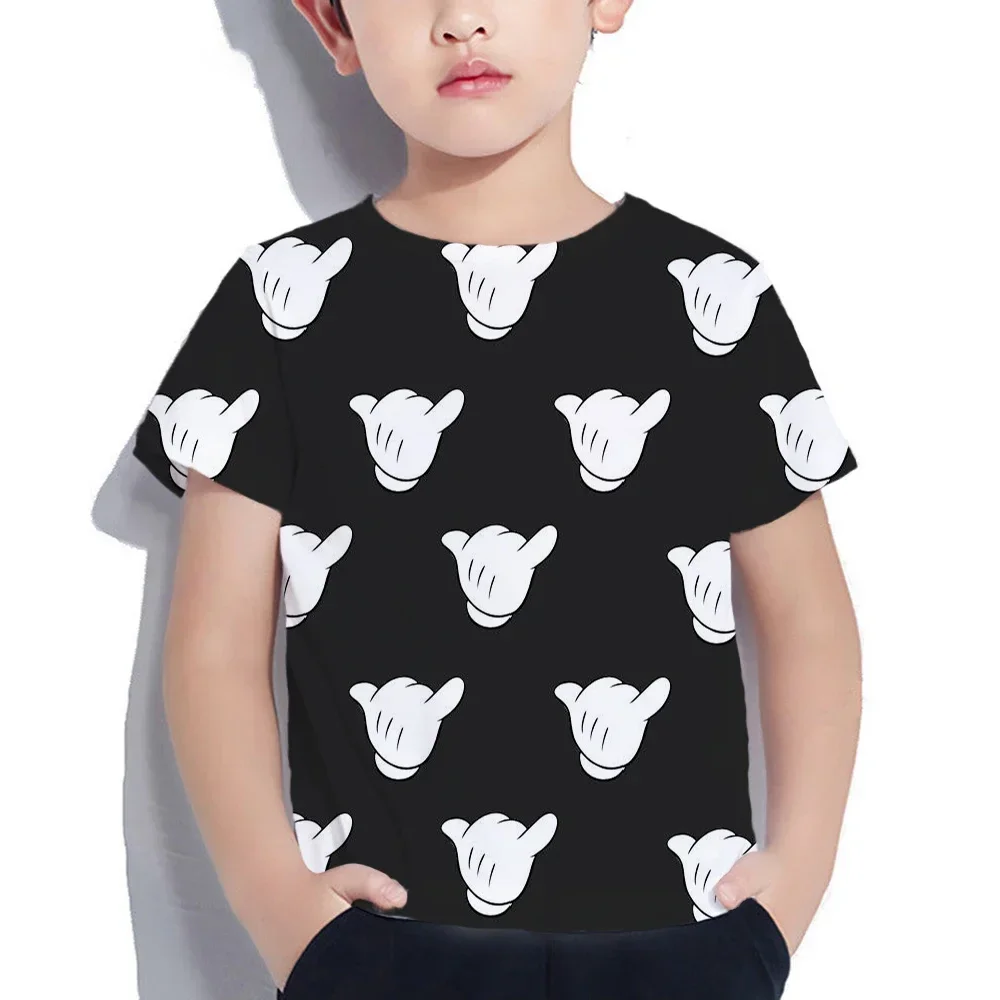 Disney Mickey 2024 Summer Short Sleeve O Neck Casual Fashion Clothing Tops Boys T-Shirt 100-6XL Kawaii 3-14 Years Streetwear