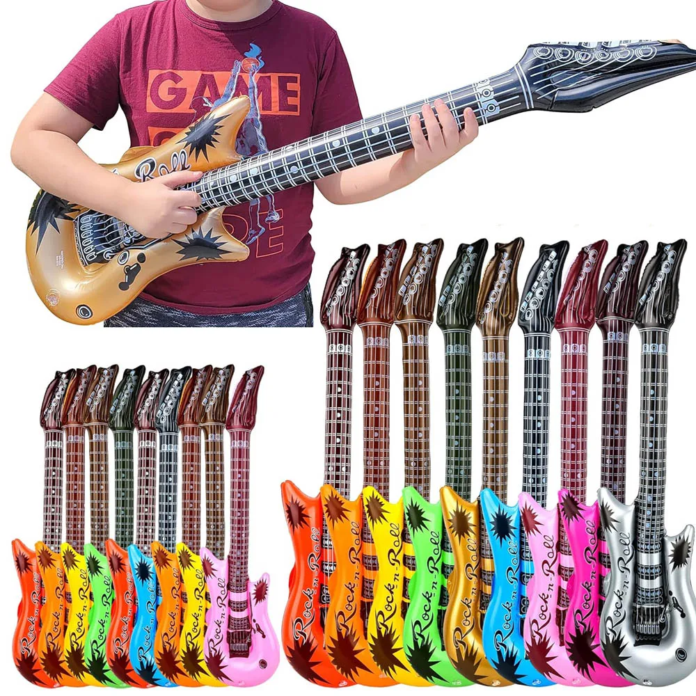 1/6 Uds. Guitarra inflable Rock, accesorios inflables, guitarra, colores surtidos, decoración de fiesta para fiesta temática de conciertos musicales