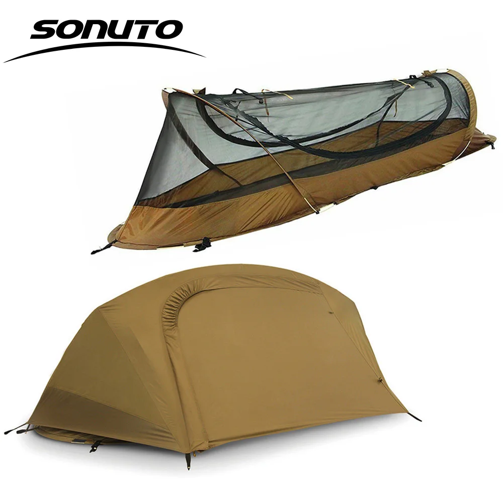 

Sonuto Outdoor Single-Person Lightweight Tent Nylon Tactical Shelter Marching Bed Mosquito Net Anti-Mosquito Waterproof Field