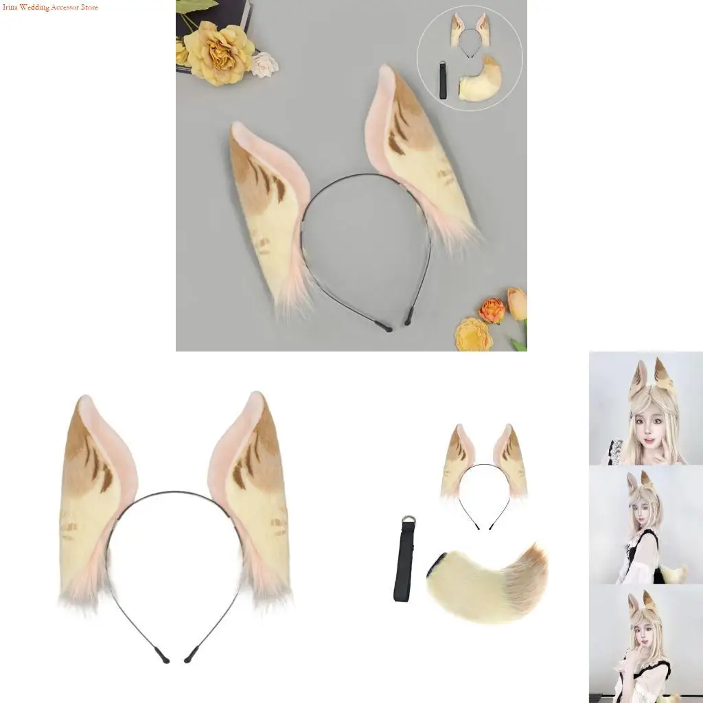 

G92D Lightweight Headband Portable Cosplay Props Rabbit Ears Hairband Tail Set