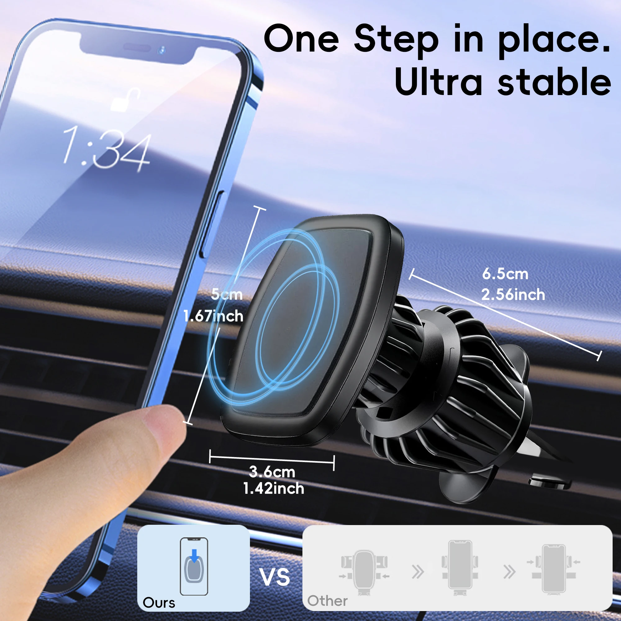 Magnetic Phone Holder for Car Air Vent Strong Magnet Car Phone Mount,for iPhone 17/16/15/14/13/12 & Samsung Secure Hold