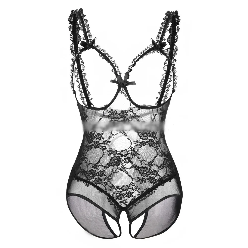 Plus Size Sexy Lingerie Hot Women Open Crotch Sexy Underwear Female White Lace Transparent Erotic Porno Open Bra Babydoll Mujer