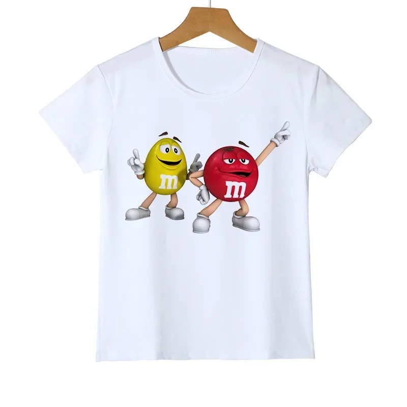 Mode enfant t-shirt 3D garçon/fille chocolat haricots MM imprimer drôle streetwear t-shirt Anime manches courtes bébé chemises Z47-4