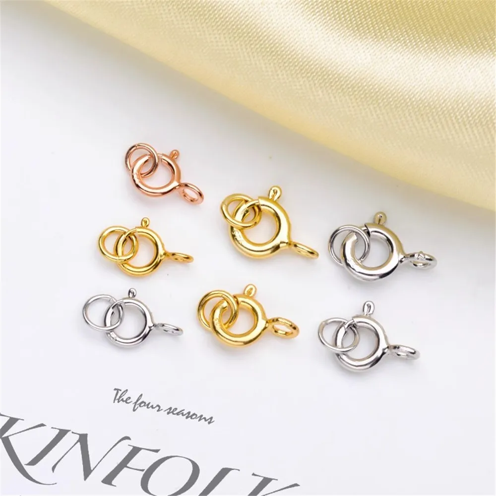 

DIY Accessory S925 Sterling Silver Circular Spring Buckle Gold Silver Natural Small Pearl Necklace Bracelet Buckle K060