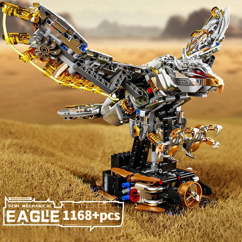 Creative Technical Mechanical Whale Eagle Animal World Building Blocks Bricks Birds Model Kid Assembly Toy for Birthday Gifts