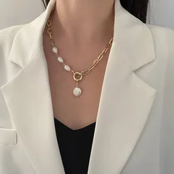 Fashion Baroque Natural Freshwater Pearl Necklace 2022 Korean Elegant Pearl Pendant Necklaces for Women Choker Party Jewelry