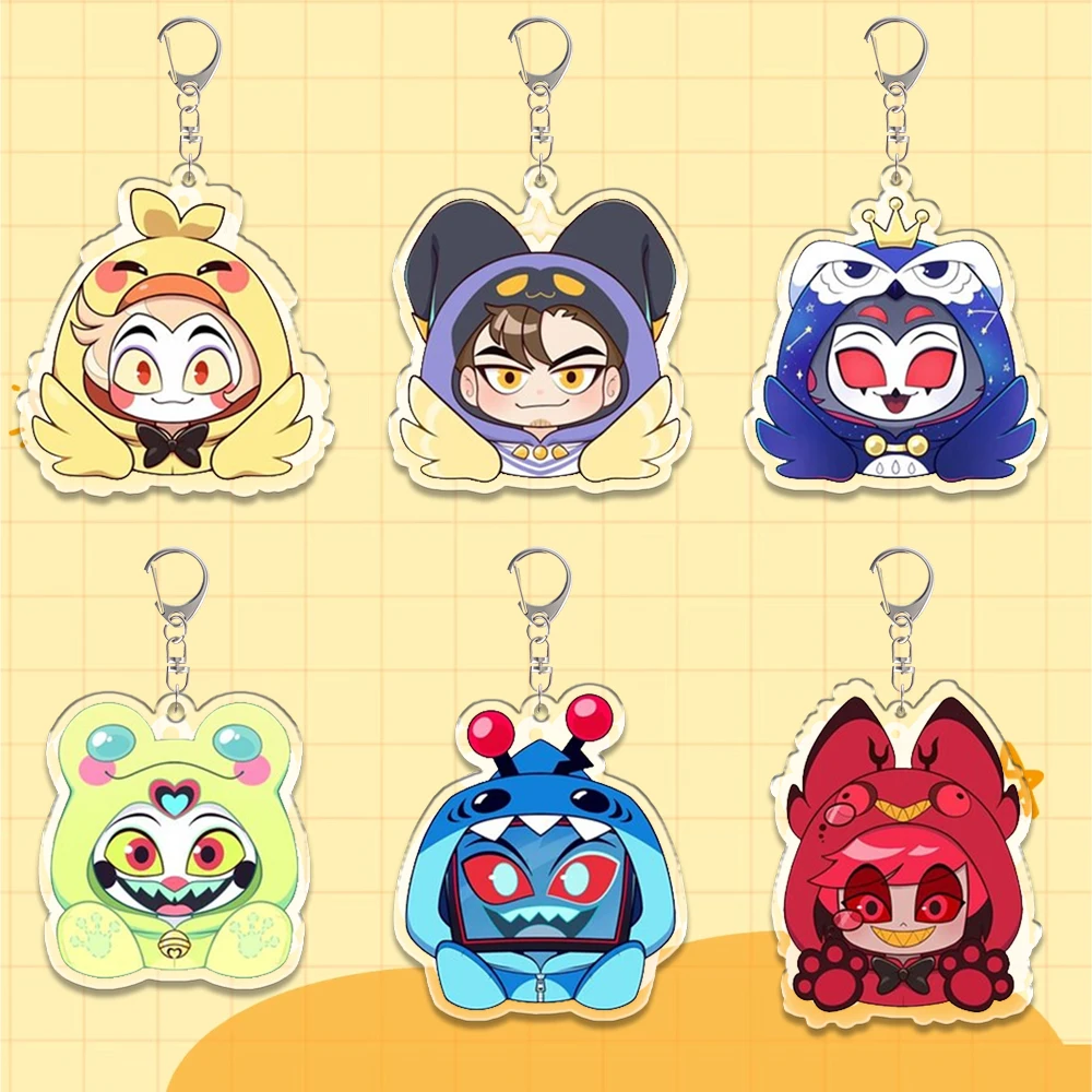 Porte-clés en acrylique avec pendentif pour sac à dos, pour Hazbin Hotel Husk Vox Alastor Lucifer Morningstar, périphériques de dessin animé personnalisés