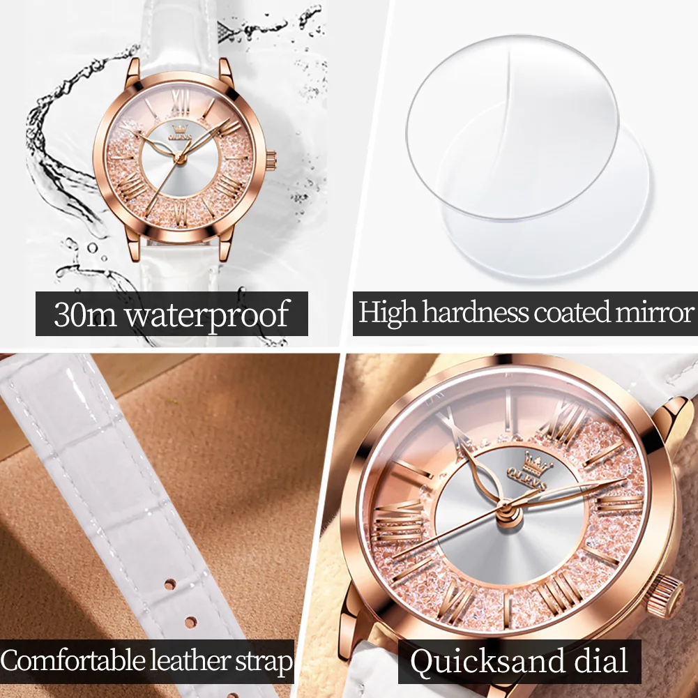 OLEVS Brand New Fashion Quarzt Watch for Women Leather Strap Waterproof Luxury Ladies Watches Womens Wristwatch Montre Femme