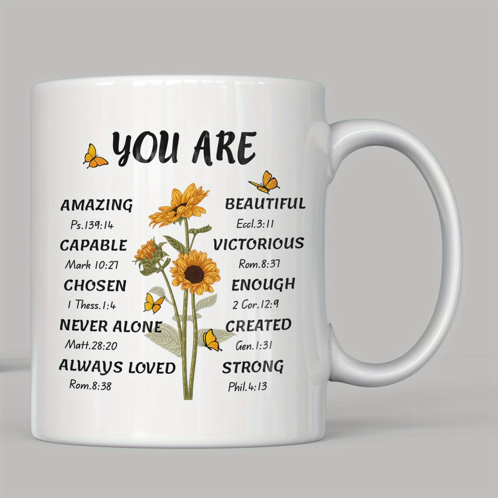 Sunflower Bible Verse Mug 320ml – Christian Mother's Day Gift for Mom, Microwave & Dishwasher Safe