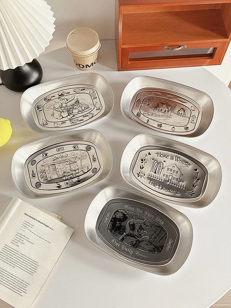 

American Retro Iron Tray Fruit Plate High End Ele Living Room Coffee Table Home Use Dry Fruit Plate New Model