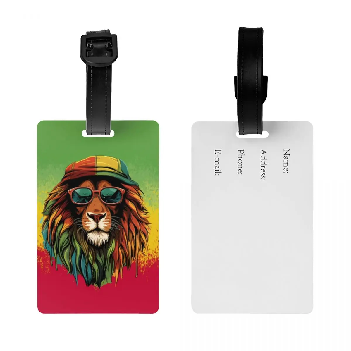 Custom Jamaican Reggae Rasta Lion Luggage Tag for Travel Suitcase Jamaica Flag Proud Privacy Cover Name ID Card