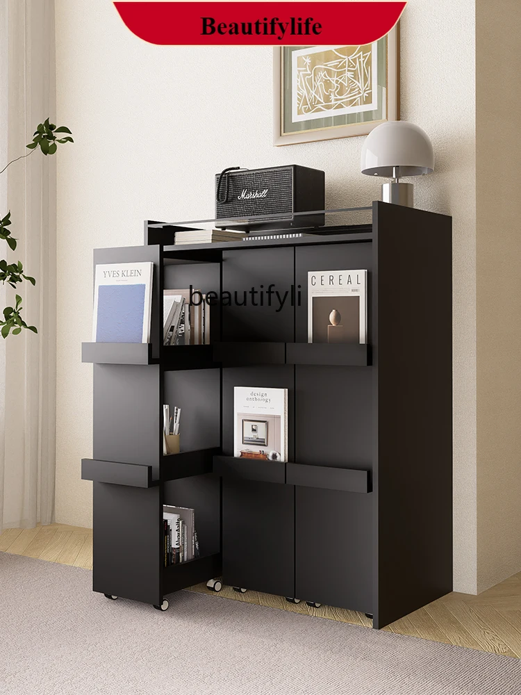 DD132 Nordic Living Room Display Cabinet Home Study Floor Storage Cabinet Simple Push-Pull Magazine Cabinet