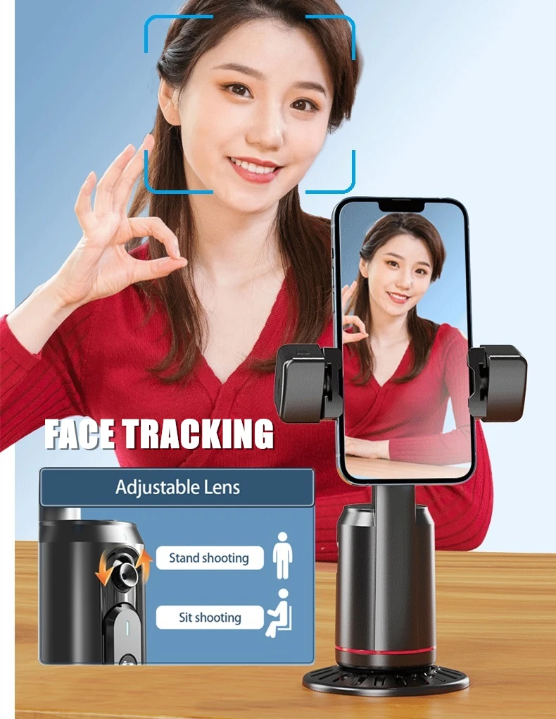 Smart Auto Face Tracking Gimbals Intelligent 360° Follow Selfie Stick for Phone GoPro Action Camera Video Record Live Streaming