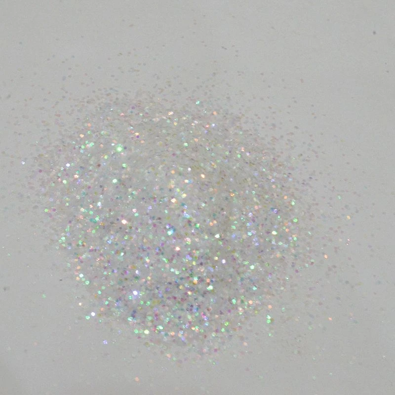 Holografisches weißes irisierendes Glitzerpulver 100g, PET-Flitter in verschiedenen Größen für Nagelkunst, Kunstharz, DIY-Wandmalerei, Basteldekoration – Detail 4