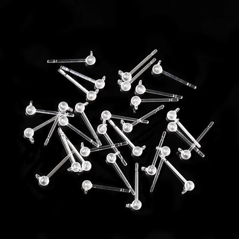 10-20 teile/los 5 Stil Harz Unsichtbaren Kunststoff Ohrring Basis Pins Stud Ohrring Piercing Retainer für DIY Ohrring Erkenntnisse großhandel – Detail 7