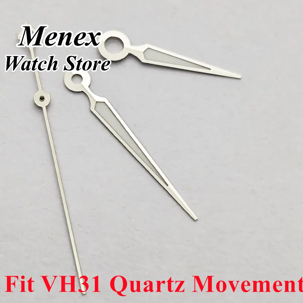 VH31 High-Quality Silver Watch Hands 10mmx14mmx15mm Green Luminous Quartz Movement Compatible Watch Accessories