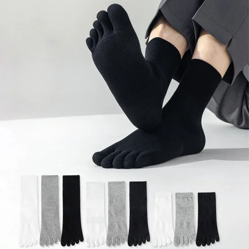 Chaussettes à cinq doigts pour hommes, chaussettes Parker, doigts dans, monochromes, douces, salle de sport, équipage de sport, haute qualité, nouveau, 3/6 paires