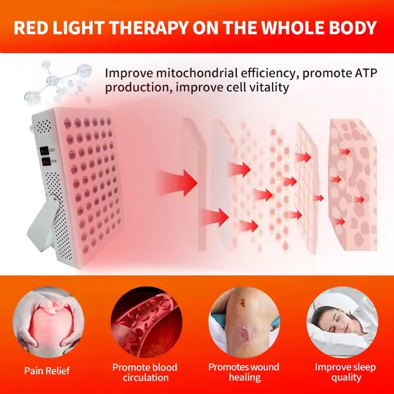 Red Light Therapy Lamp Infrared Light Therapy 660nm & 850nm Whole Body Treatment Light Device for Body Pain Relief Skin Care