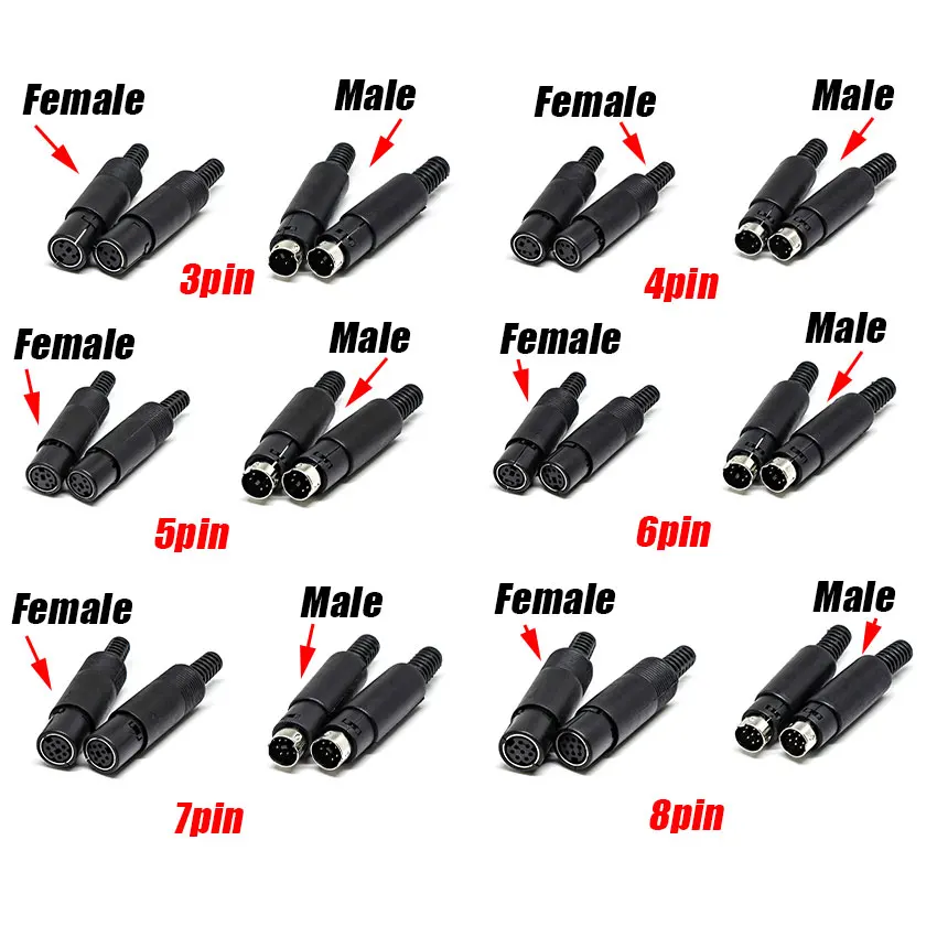 5PCS Mini DIN Plug 3/4/5/6/7/8 PIN Chassis Kabel Mount Mannelijke Vrouwelijke Socket 3-8Pin Lasdraad S Terminal Mini PS2 Mannelijke Connector