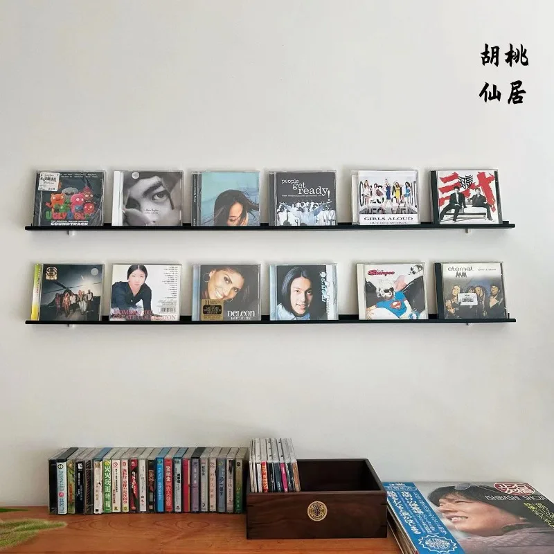 Wall Mounted CD DVD Storage Rack, Minimalist Iron Vinyl Record Shelf Display Holder for Albums PS5 Game Disc Organizer