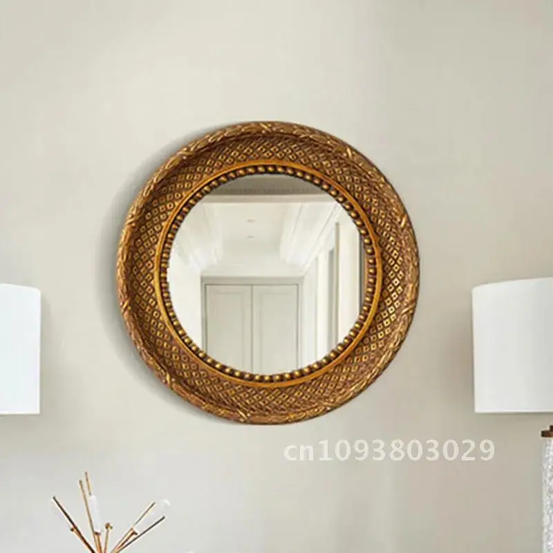 Stand Desktop Mirror Large Home Decoration Elegant Environmentally Gold Vintage Baroque Wall-Mounted Mirror for Bedroom Artistic