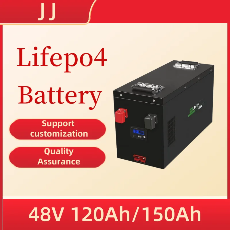 

JJ waterproof 48V 120Ah Lifepo4 48v 150AH lifepo4 battery BMS for 4800w 3500w Scooter bike golf cart Solar energy + 10A charger