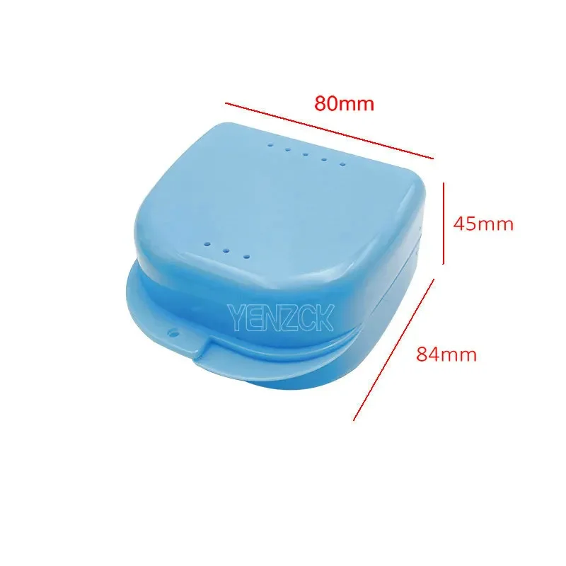 50pcs/Lot Dental Denture Bath Case Retainer Storage Box With Holes Colorful Teeth Containers