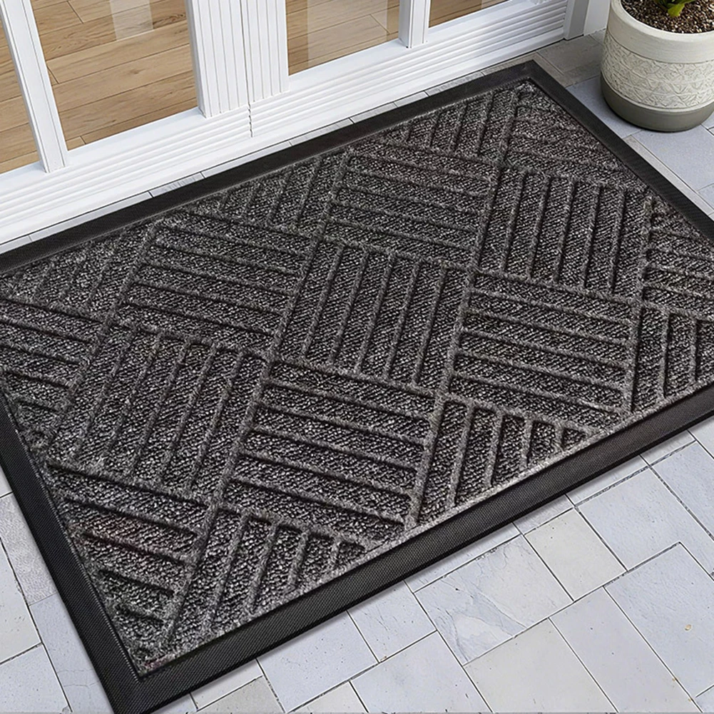 Non-Slip Natural Rubber Entry Mat for Outdoor Front Doors with Loop Pile Design to Assist in Dirt Retention and Adhesion