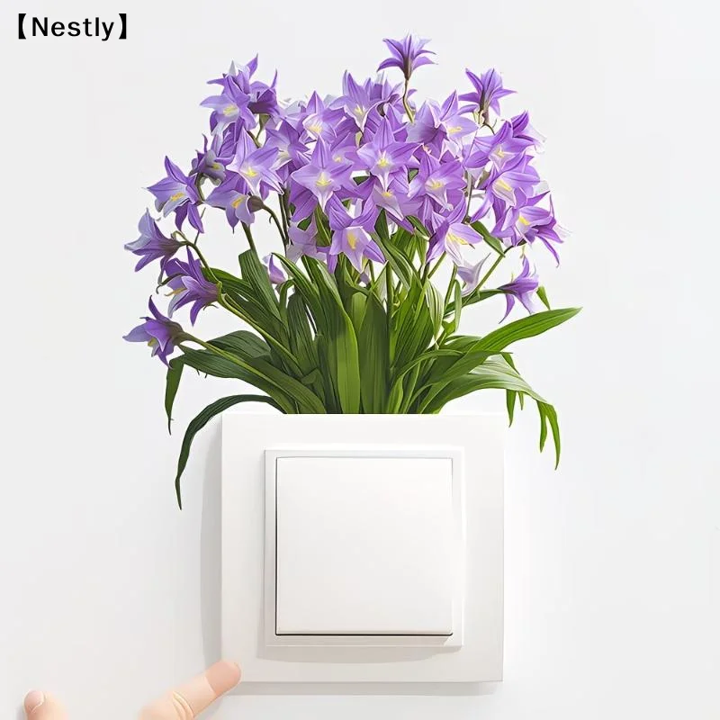 Realistic Floral Plant Switch Sticker Self-Adhesive Removable Waterproof Wall Sticker Switch Cover Sticker Home Decor〔Nest〕