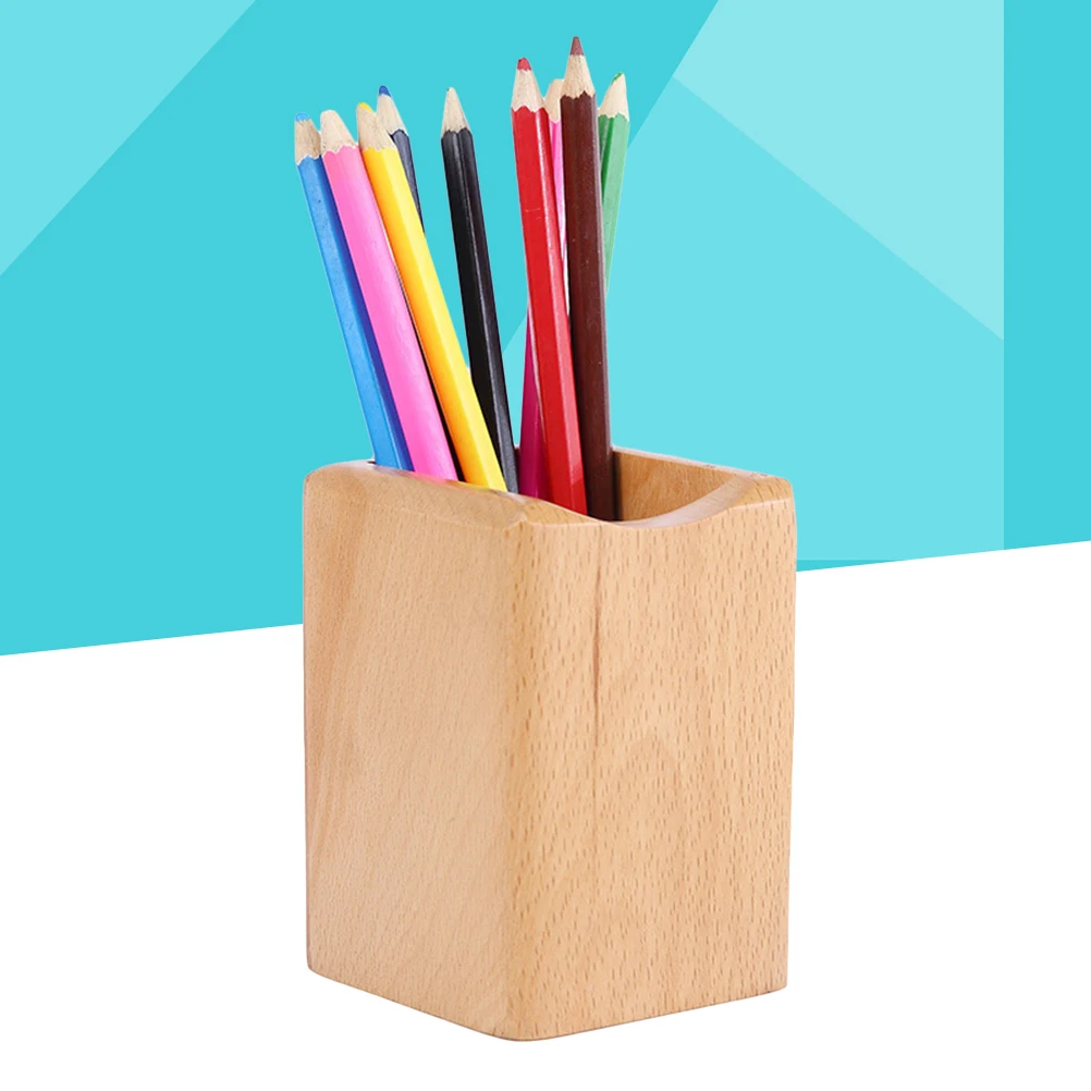 

Wooden Pen Holder Wood Stationery Organizer Sturdy Desktop Storage Box Light Portable Cosmetics Chopsticks Holder Wear
