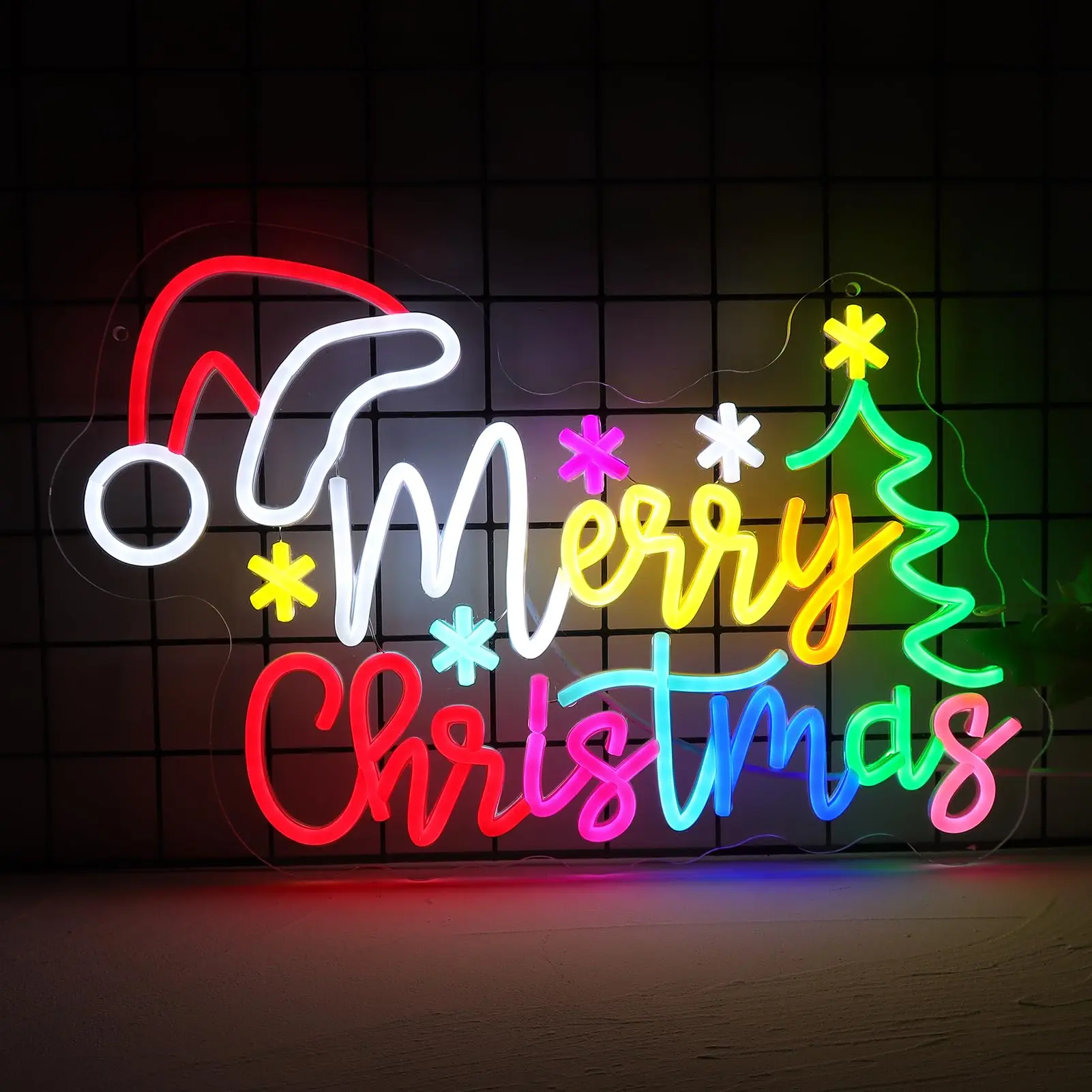 Merry Christmas Neon Sign Dimmable USB Powered LED Light Up Sign for Wall Decor Xmas Display in Bar Man Cave Shop Window