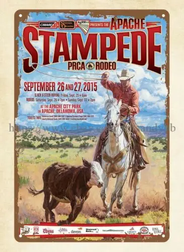 decorative wall decals Stampede Rodeo Apache PRCA Rodeo metal tin sign