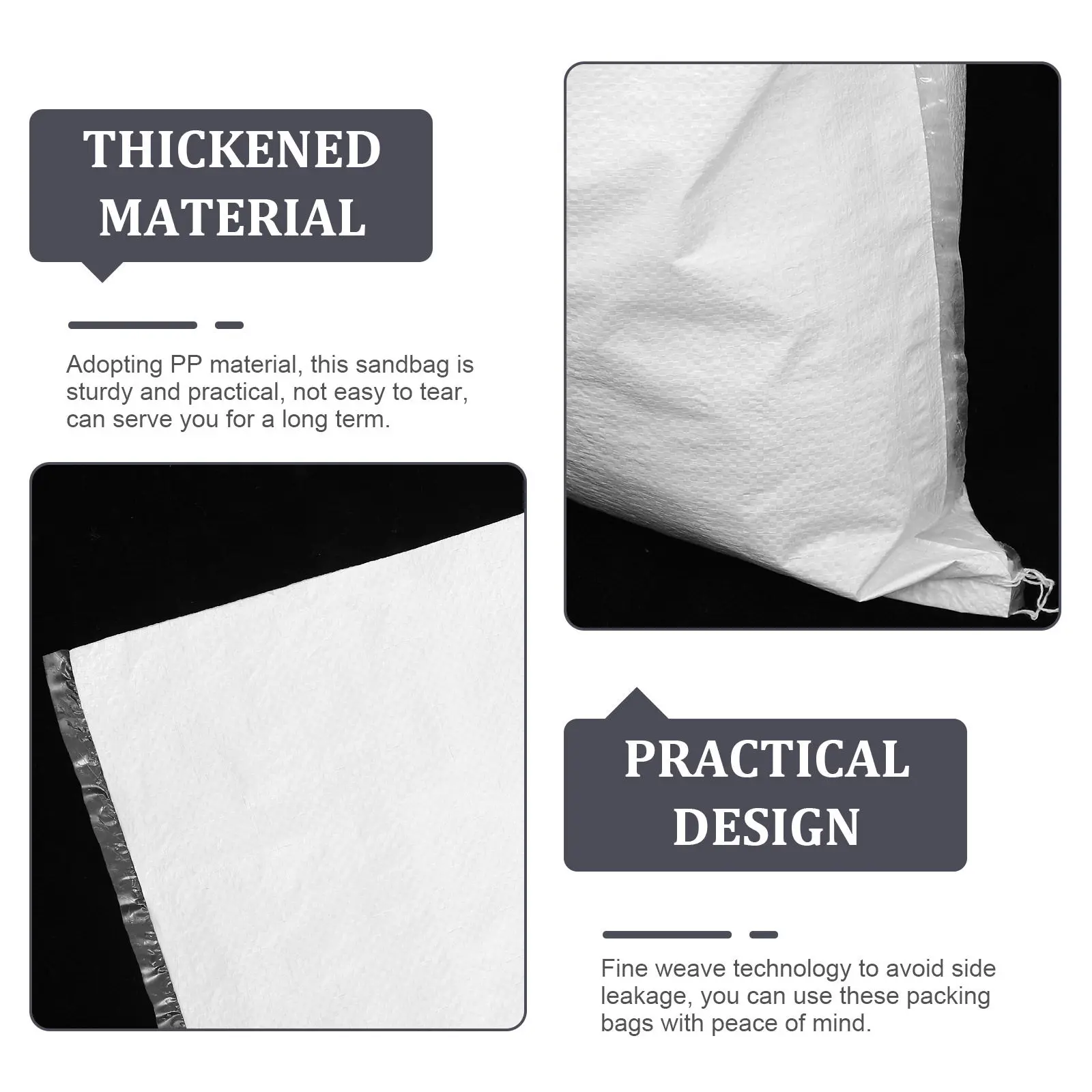 

5 шт. водонепроницаемых тканых мешков с тонкой текстурой, защита от протечек, для хранения песка и грунта, защита от наводнений, песочные мешки для ураганов и штормов