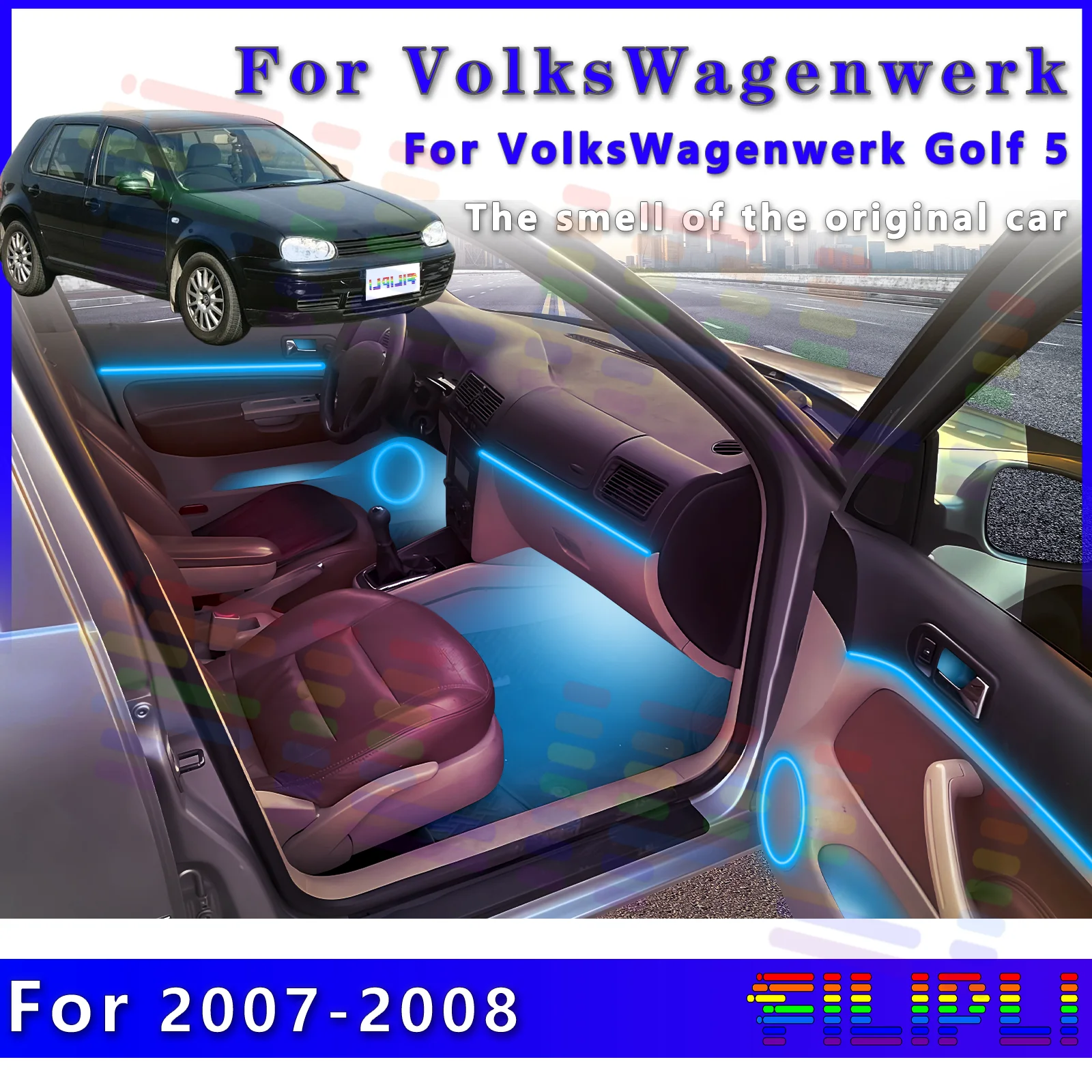 

FILIPLI для Volkswagen Golf 5 светодиодная 64-цветная внутренняя полоса для поднятия дизайна салона автомобиля - улучшение вождения настроения