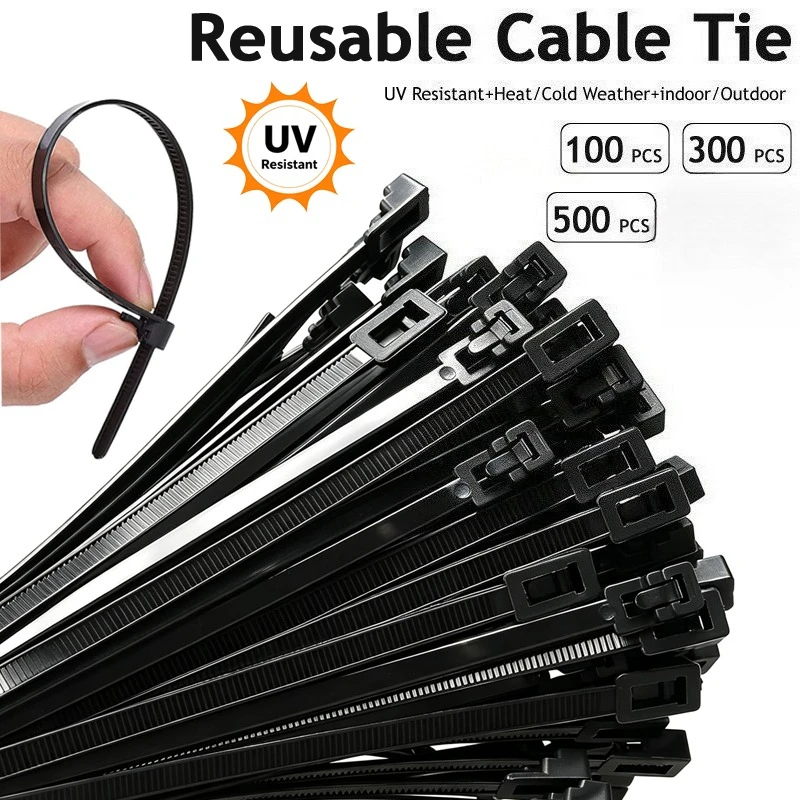 Reusable Cable Zip Ties with Quick Release 50lb Tensile Strength Multi-Purpose Plastic Cable Wire Ties for Multi-Purpose Use