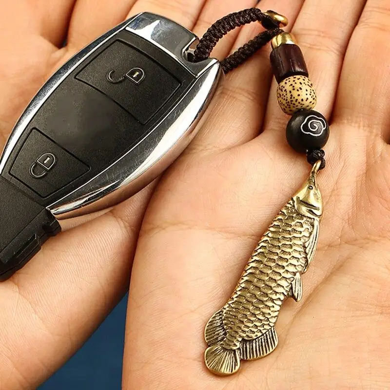 1Pc Keychain Pendants Retro Copper Animal Keychains Bag Hangings Accessories Gifts(Rope accessories need to be assembled)
