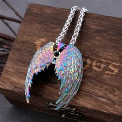 Fashion Colorful Angel Wings Necklace Stainless Steel Mens Unisex Punk Hip Hop Biker Pendant Animal Charm Jewelry Gift