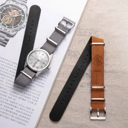HEMSUT Genuine Leather Watch Band Suede One Piece Style  Military Wrist Strap Vintage 18 20 22mm Replacement Wrap for Men Women