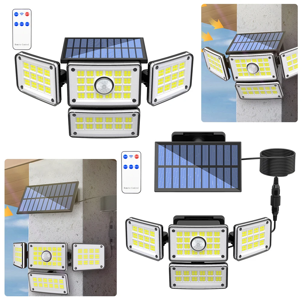 

Motion Sensor Security Street Lamp IP65 Waterproof 3 Modes Adjustable Motion Induction Solar Power Wall Lamp with Remote Control