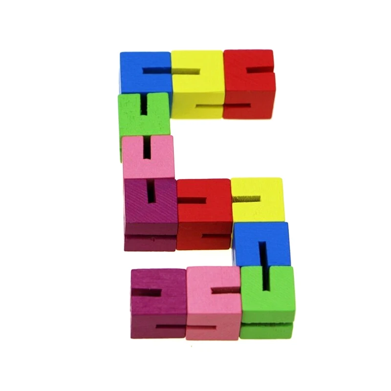 1PC classico colorato cubo stringa blocco di costruzione in legno creativo agitarsi giocattolo antistress per bambini giocattoli educativi per bambini