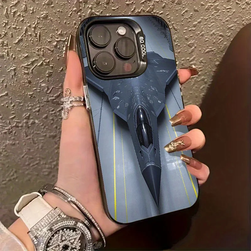 

Aircraft model pattern phone case for iPhone 16 15 14 13 12 11 Pro/ Max/Plus shock-proof rear cover anti-fingerprint