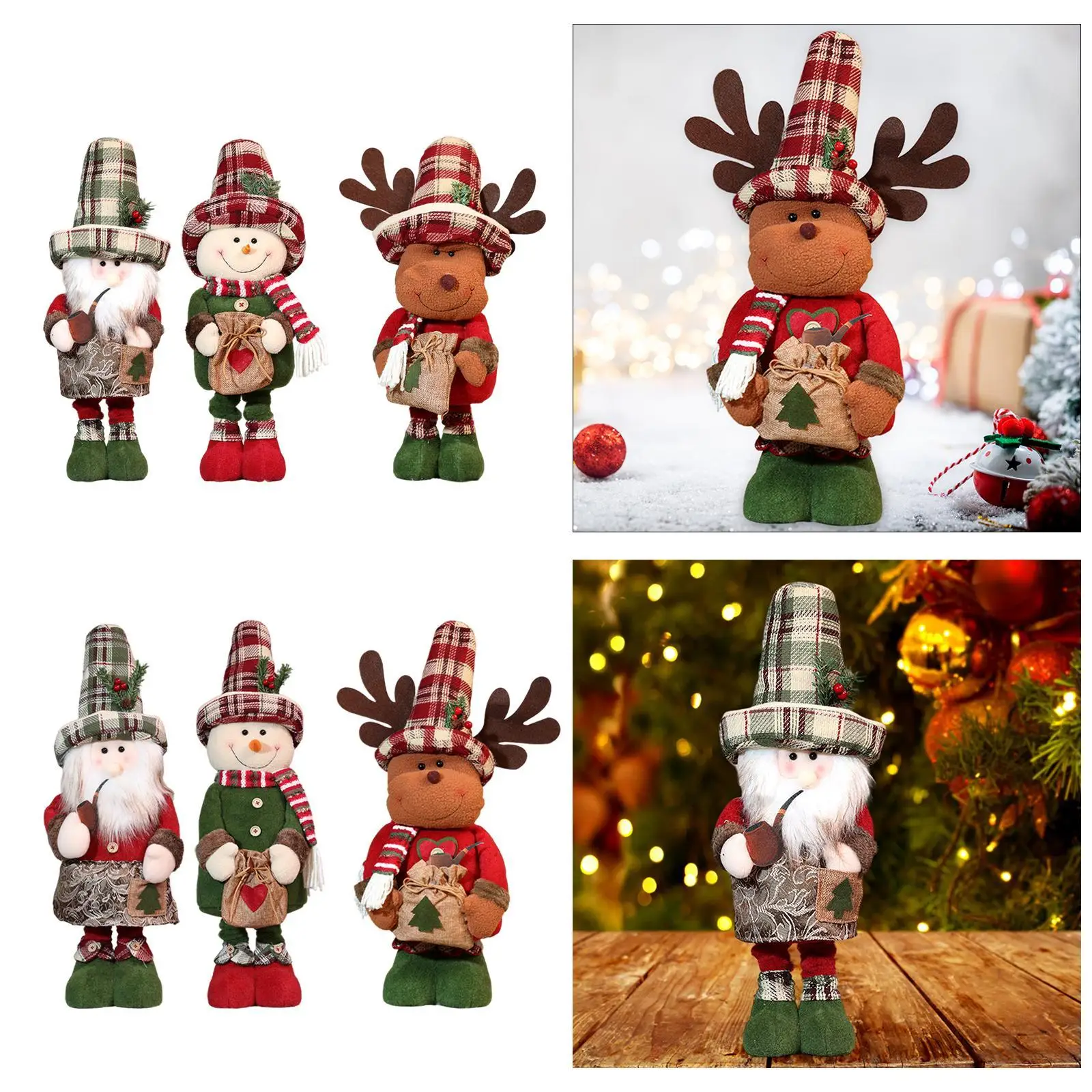 Long Leg Christmas Doll Christmas Decorative Ornament Festive Season Ornament Cartoon Retractable Action Figure for Fireplace