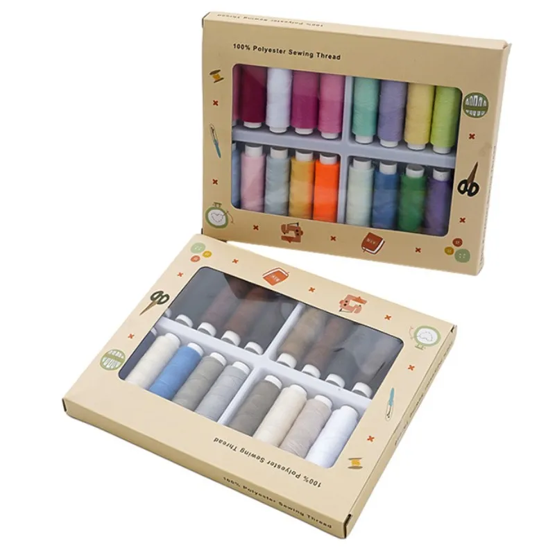 20 Stück gemischte Farben, 100 % Polyester, Garn, Nähgarn, Rollenmaschine, Handstickerei, 100 Meter, jede Spule für Heim-Nähset