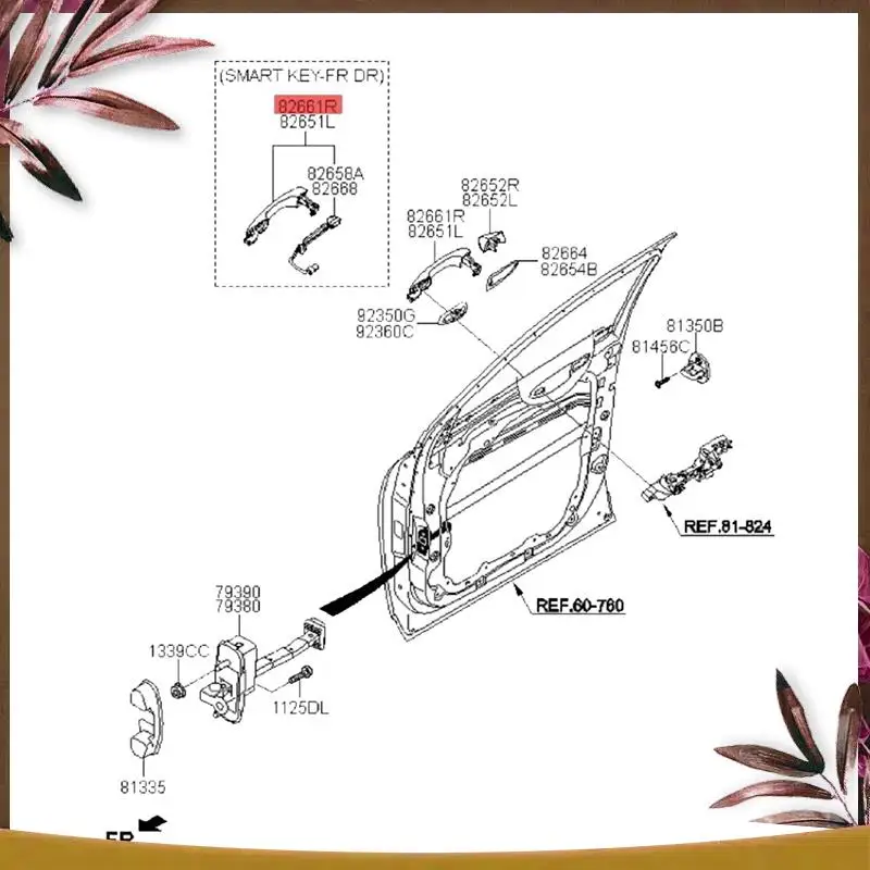 

AB59-Right Front Inductive External Door Handle With Button 82651-C5710 For Kia Sorento 15-18 Chrome Door Pull Handle