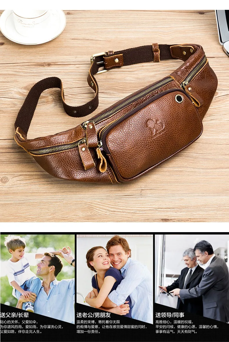 Genuine Cowhide Leather Men Waist Bag Chest Bag Sports Casual Driver Cashier Bag Outdoor Fanny Pack 2026 New