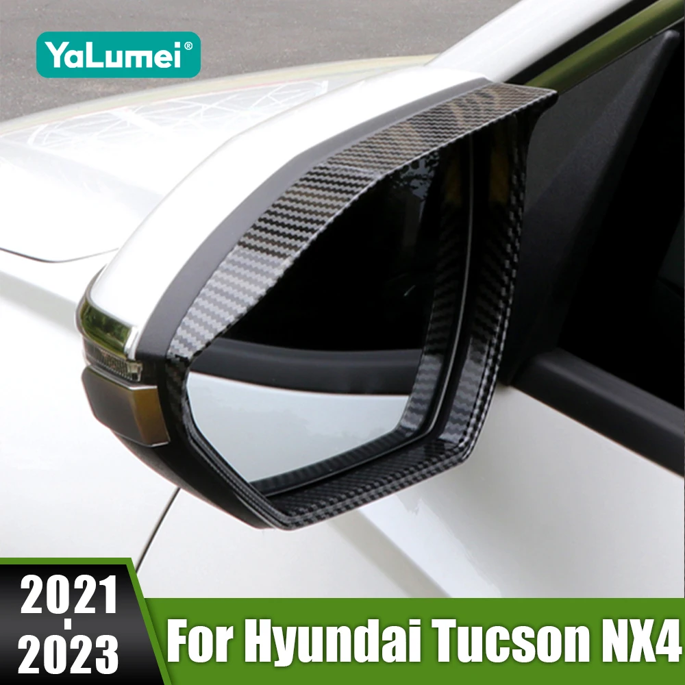 

For Hyundai Tucson NX4 Hybrid 2021-2023 N Line Car Rear View Mirror Sticker Rain Eyebrow Rain Shield Shade Cover Protector Guard